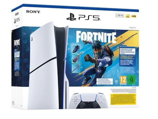 Sony PS5 Slim Disc Cobalt Star Fortnite bundle
